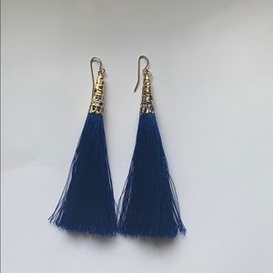 Blue tassel earrings with gold💃🔥